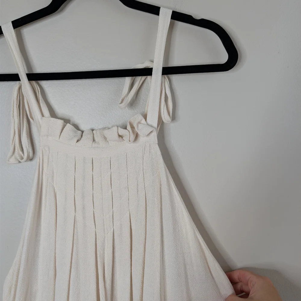 Free People Cream Wide-Leg Jumpsuit with Tie Straps